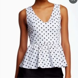 Polka Dot Sleeveless Top - White and Black